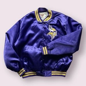Vintage Minnesota Vikings Purple Satin Bomber Jacket